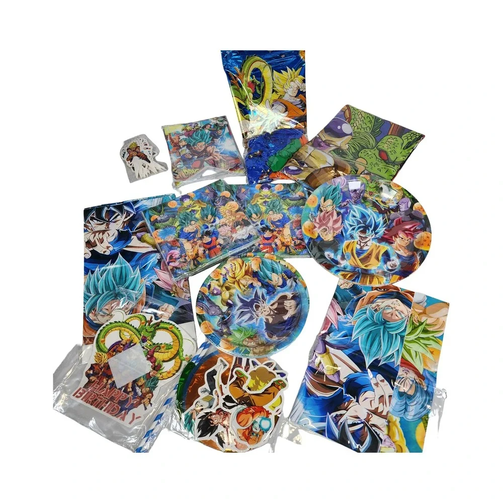 Dragon Ball Super Party Supplies Set Goku Vegeta Birthday Banner Plates Balloons